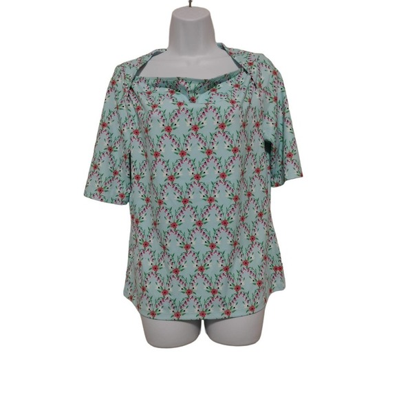 Ann Taylor size Medium Floral 1/2 Sleeves Boat Neck Top - Picture 1 of 6